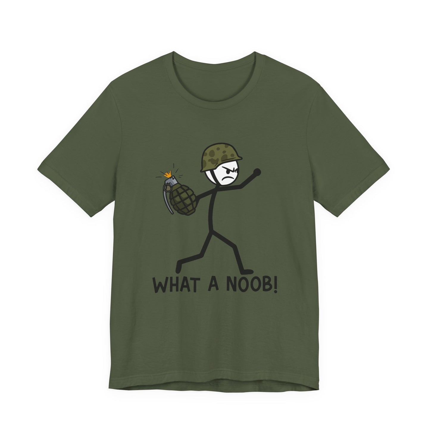 Stick Figure Grenade - "What a Noob!" Unisex Tee